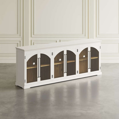Jofran - Archdale 96in Gothic Arch Transitional Sideboard Storage Cabinet with Glass Doors in White - 2293-96 view 6