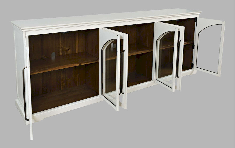 Jofran - Archdale 96in Gothic Arch Transitional Sideboard Storage Cabinet with Glass Doors in White - 2293-96 view 9