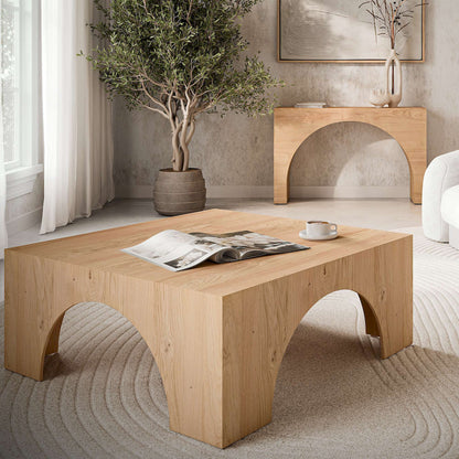 Jofran - Archimedes 40in Arched Wood Square Modern Rustic Coffee Table in Oak - 2430-2 view 7