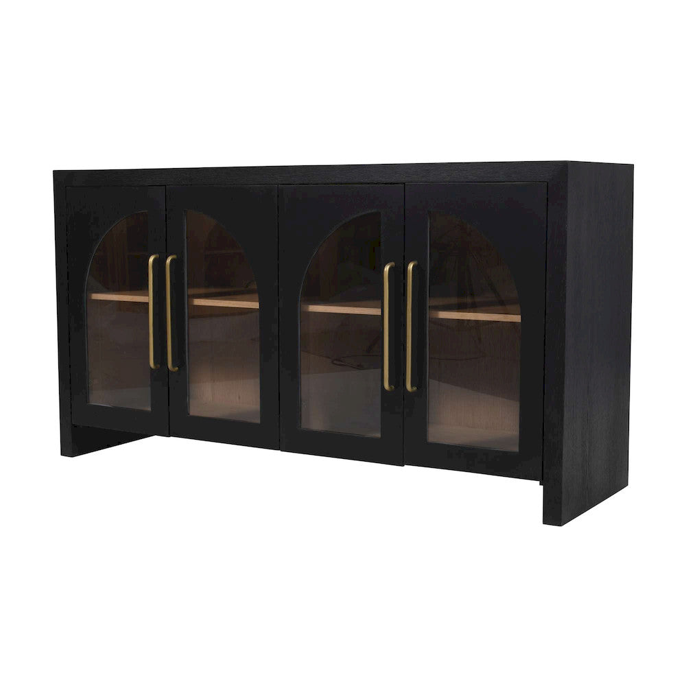 Jofran - Archimedes 60in Curved Arch Four Door Sideboard Storage Cabinet in Black - 2433-60 view 2