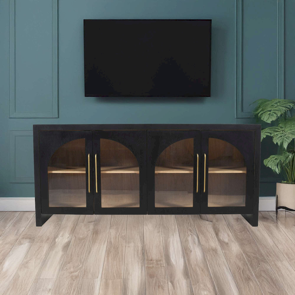 Jofran - Archimedes 70in Curved Arch Four Door Sideboard Storage Cabinet in Black - 2433-70 view 5