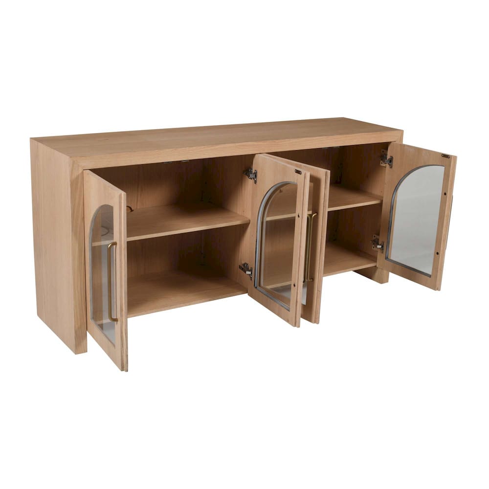 Jofran - Archimedes 70in Curved Arch Four Door Sideboard Storage Cabinet in Oak - 2431-70 view 8