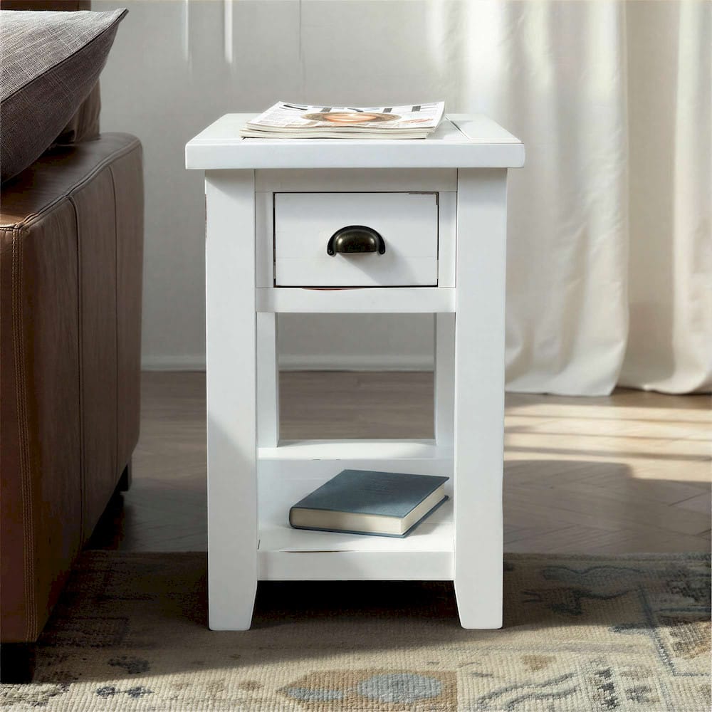 Jofran - Artisans Craft Chairside Table in eathered white - 1744-7 view 8