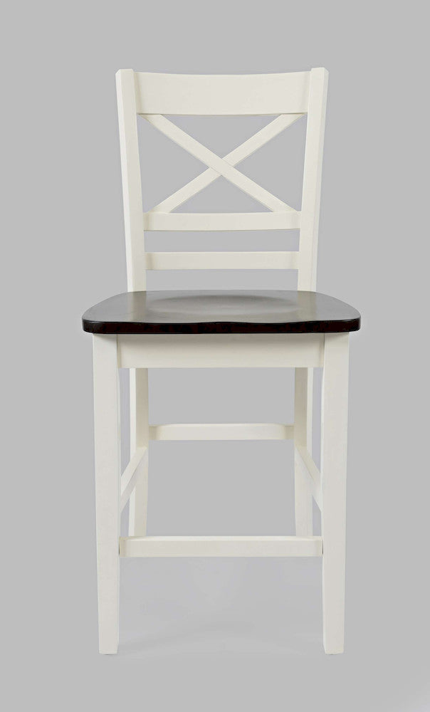 Jofran - Asbury Park Solid Acacia Farmhouse 4-Pack Counter Height Dining Set - Table with 2 Stools and Bench - 1806 view 3