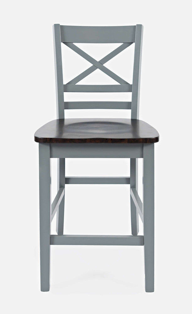 Jofran - Asbury Park Solid Acacia Farmhouse 4-Pack Counter Height Dining Set - Table with 2 Stools and Bench - 1816 view 3