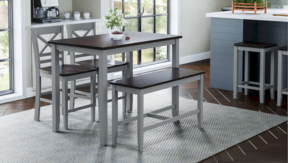 Jofran - Asbury Park Solid Acacia Farmhouse 4-Pack Counter Height Dining Set - Table with 2 Stools and Bench - 1816 view 11