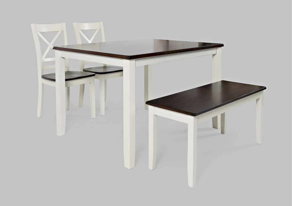 Jofran - Asbury Park Solid Acacia Farmhouse 4-Pack Dining Set - Table with 2 Chairs and Bench - 1805 view 1