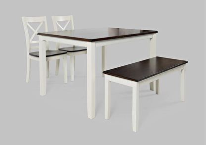 Jofran - Asbury Park Solid Acacia Farmhouse 4-Pack Dining Set - Table with 2 Chairs and Bench - 1805 view 1