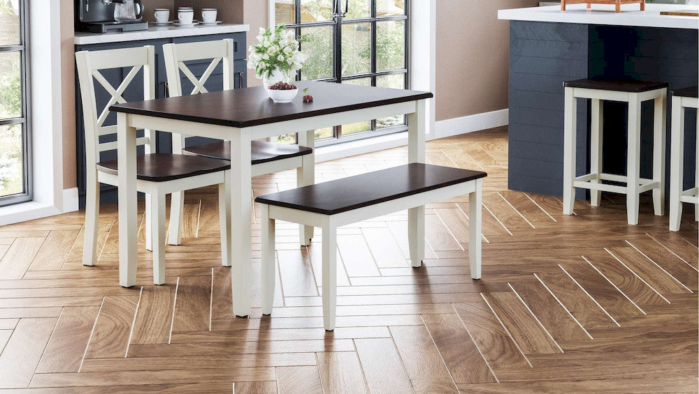 Jofran - Asbury Park Solid Acacia Farmhouse 4-Pack Dining Set - Table with 2 Chairs and Bench - 1805 view 11