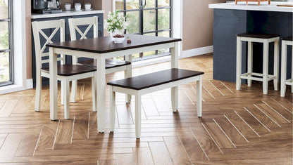 Jofran - Asbury Park Solid Acacia Farmhouse 4-Pack Dining Set - Table with 2 Chairs and Bench - 1805 view 11