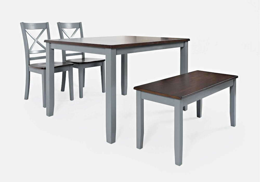 Jofran - Asbury Park Solid Acacia Farmhouse 4-Pack Dining Set - Table with 2 Chairs and Bench - 1815 view 1