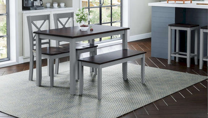 Jofran - Asbury Park Solid Acacia Farmhouse 4-Pack Dining Set - Table with 2 Chairs and Bench - 1815 view 11