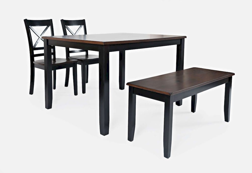 Jofran - Asbury Park Solid Acacia Farmhouse 4-Pack Dining Set - Table with 2 Chairs and Bench - 1845 view 1