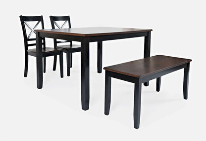 Jofran - Asbury Park Solid Acacia Farmhouse 4-Pack Dining Set - Table with 2 Chairs and Bench - 1845 view 1