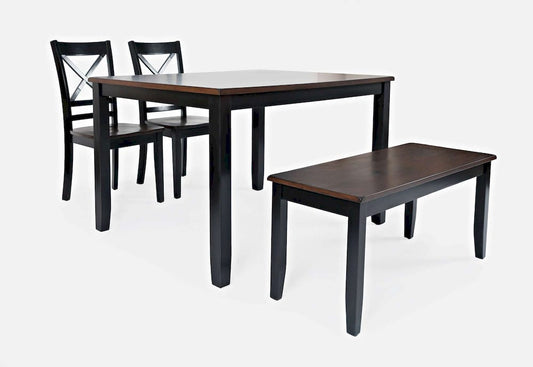 Jofran - Asbury Park Solid Acacia Farmhouse 4-Pack Dining Set - Table with 2 Chairs and Bench - 1845 view 1