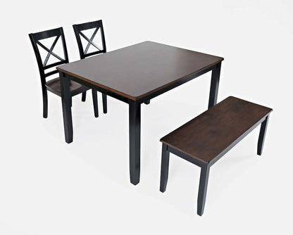 Jofran - Asbury Park Solid Acacia Farmhouse 4-Pack Dining Set - Table with 2 Chairs and Bench - 1845 view 2