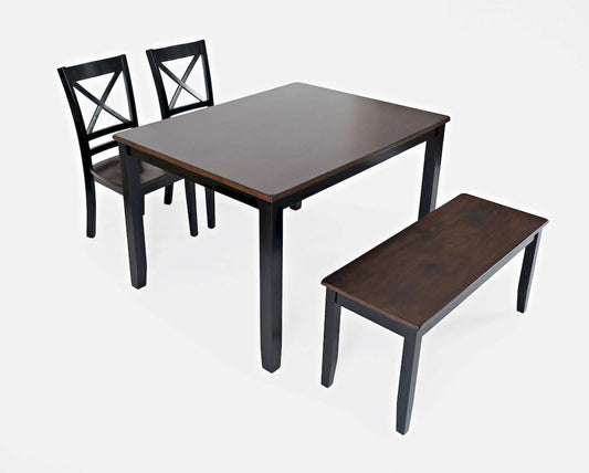 Jofran - Asbury Park Solid Acacia Farmhouse 4-Pack Dining Set - Table with 2 Chairs and Bench - 1845 view 2