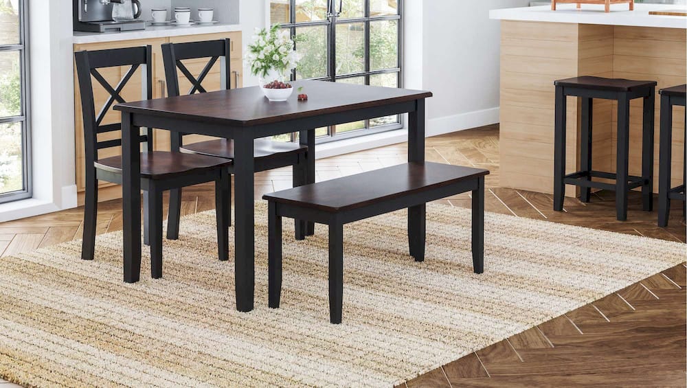 Jofran - Asbury Park Solid Acacia Farmhouse 4-Pack Dining Set - Table with 2 Chairs and Bench - 1845 view 11