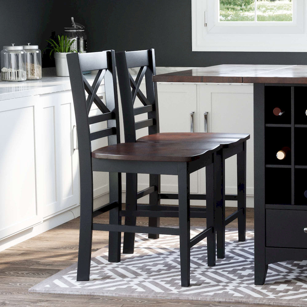 Jofran - Asbury Park X Back Stool in Black/Autumn (Set of 2) - 1846-BS395KD view 7