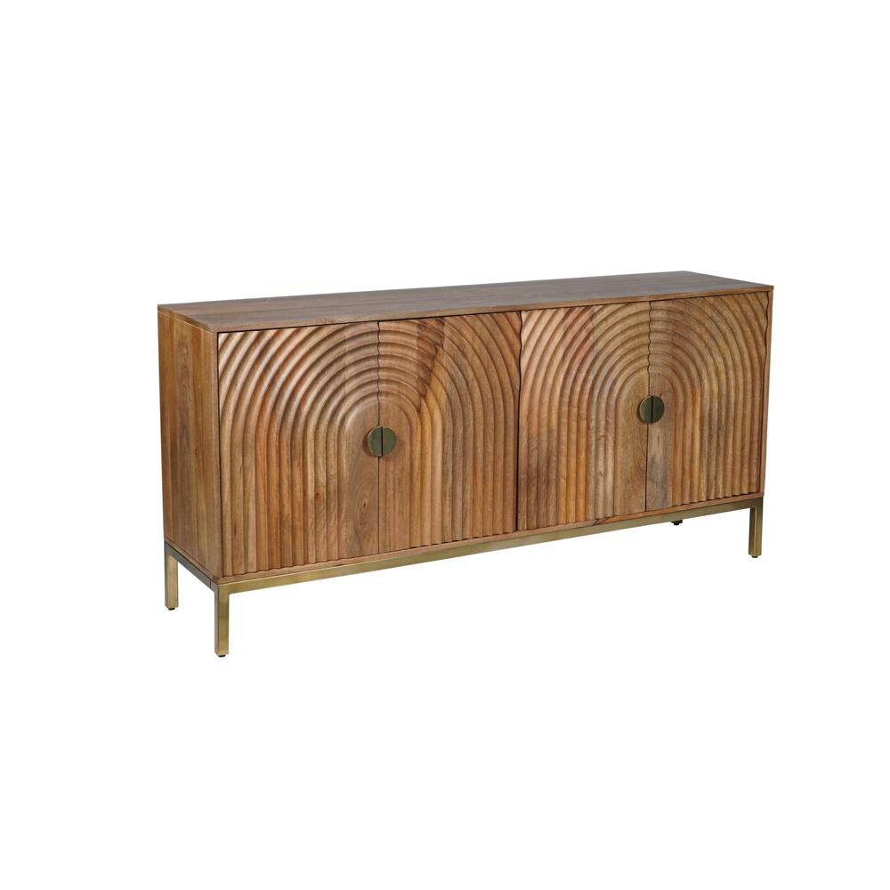 Jofran - Asher 69in Solid Wood Mid-Century Modern Curved Arch Sideboard Cabinet in Natural - 2448-69 veiw 1