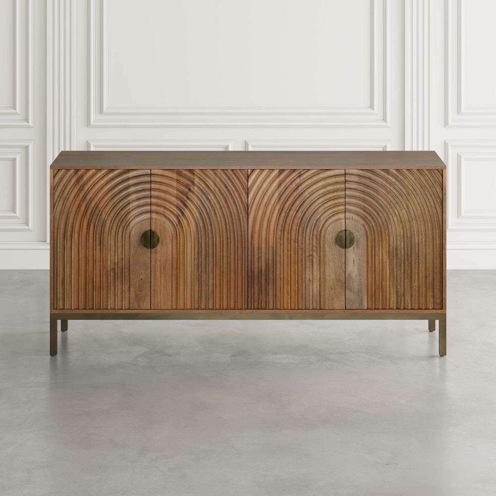 Jofran - Asher 69in Solid Wood Mid-Century Modern Curved Arch Sideboard Cabinet in Natural - 2448-69 veiw 10