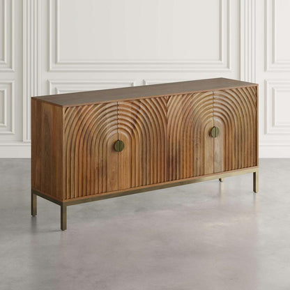 Jofran - Asher 69in Solid Wood Mid-Century Modern Curved Arch Sideboard Cabinet in Natural - 2448-69 veiw 11