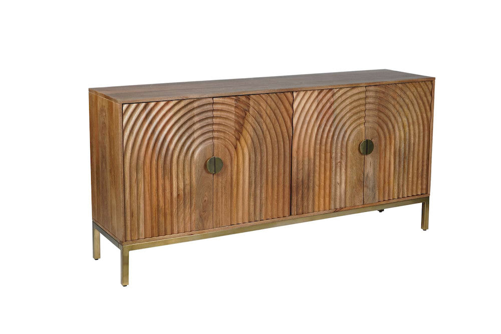 Jofran - Asher 69in Solid Wood Mid-Century Modern Curved Arch Sideboard Cabinet in Natural - 2448-69 view 3