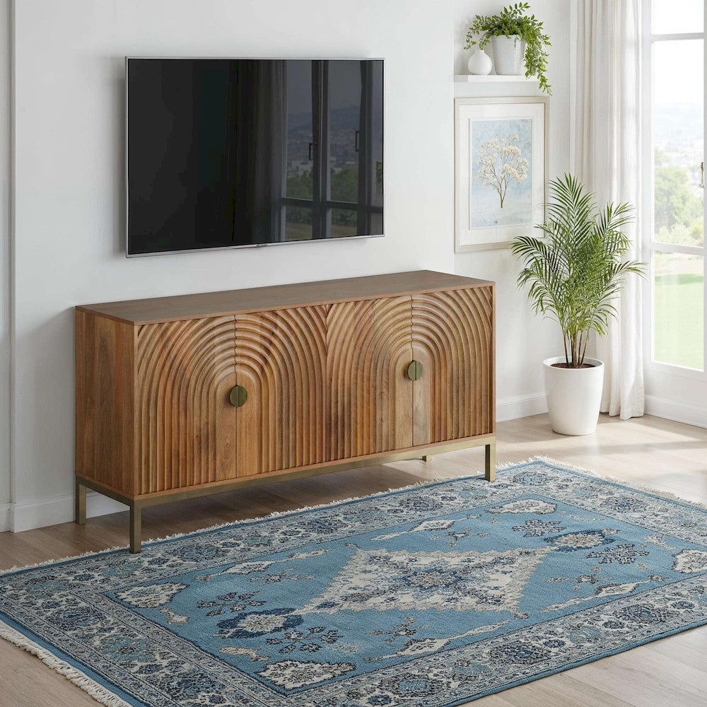 Jofran - Asher 69in Solid Wood Mid-Century Modern Curved Arch Sideboard Cabinet in Natural - 2448-69 view 6