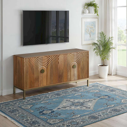 Jofran - Asher 69in Solid Wood Mid-Century Modern Curved Arch Sideboard Cabinet in Natural - 2448-69 view 6