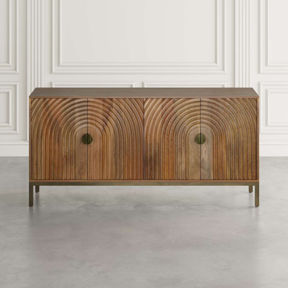 Jofran - Asher 69in Solid Wood Mid-Century Modern Curved Arch Sideboard Cabinet in Natural - 2448-69 view 7