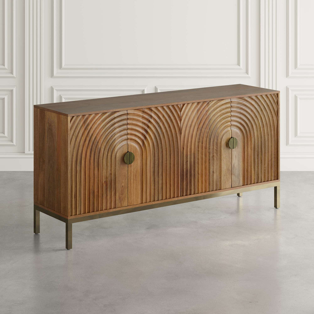 Jofran - Asher 69in Solid Wood Mid-Century Modern Curved Arch Sideboard Cabinet in Natural - 2448-69 view 8