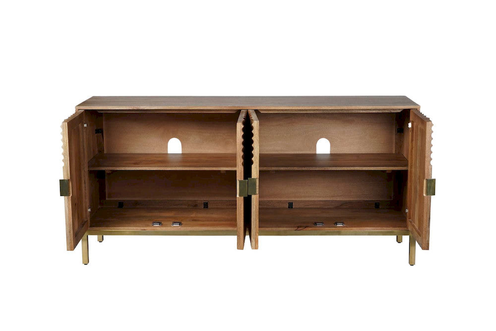Jofran - Asher 69in Solid Wood Mid-Century Modern Curved Arch Sideboard Cabinet in Natural - 2448-69 view 11