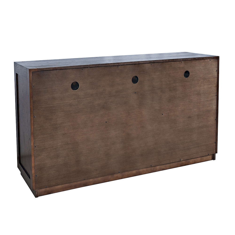 Jofran - Auburn Hills 50in Contemporary Media Console with Tempered Glass Doors, Drawers and Adjustable Shelves in Dark Oak - 2499-50 view 3