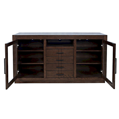 Jofran - Auburn Hills 50in Contemporary Media Console with Tempered Glass Doors, Drawers and Adjustable Shelves in Dark Oak - 2499-50 view 7