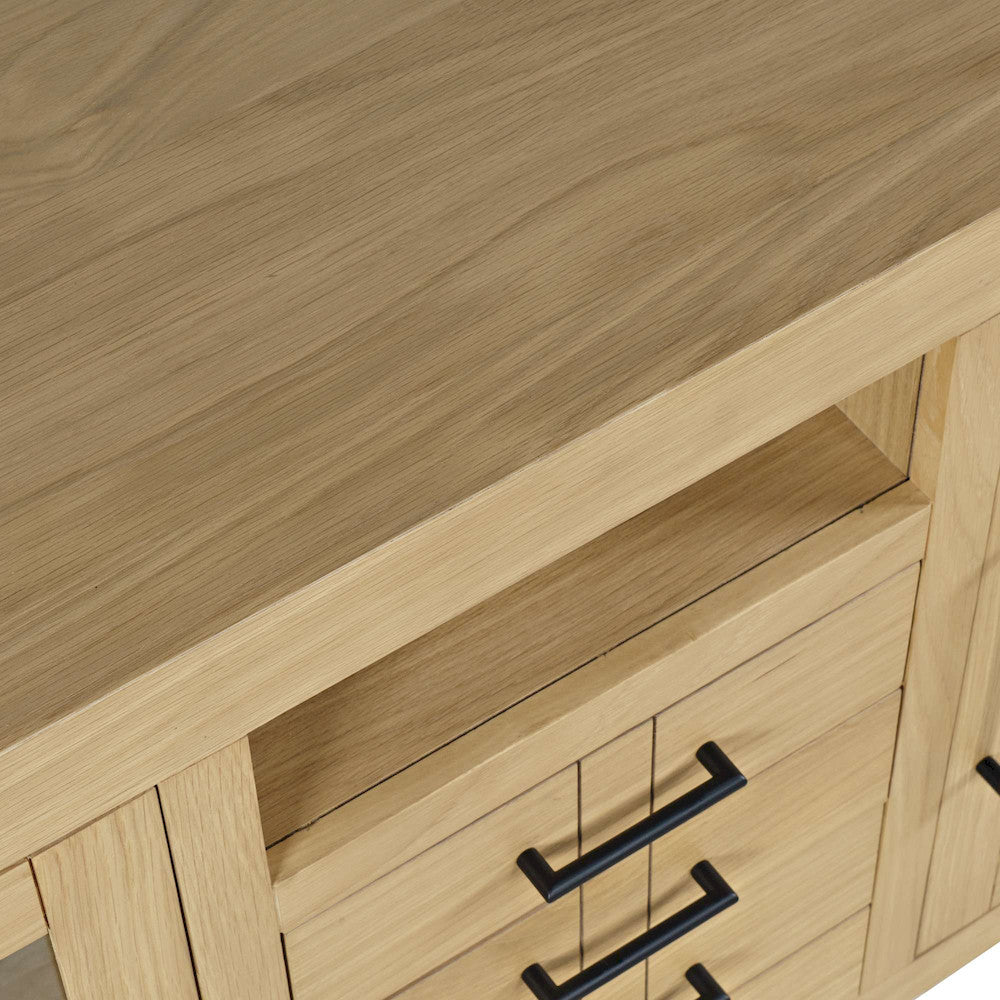 Jofran - Auburn Hills 50in Contemporary Media Console with Tempered Glass Doors, Drawers and Adjustable Shelves in Light Oak - 2498-50 view 6