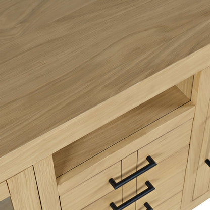 Jofran - Auburn Hills 50in Contemporary Media Console with Tempered Glass Doors, Drawers and Adjustable Shelves in Light Oak - 2498-50 view 6