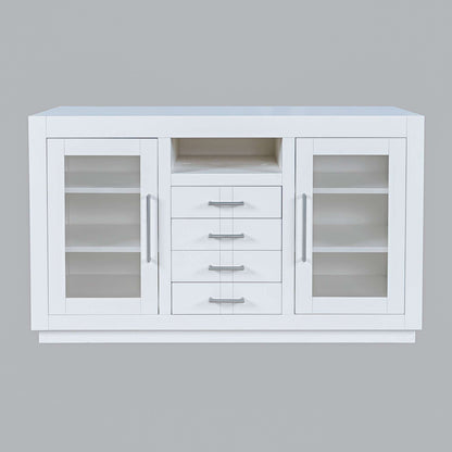 Jofran - Auburn Hills 50in Contemporary Media Console with Tempered Glass Doors, Drawers and Adjustable Shelves in White - 2497-50 view 1