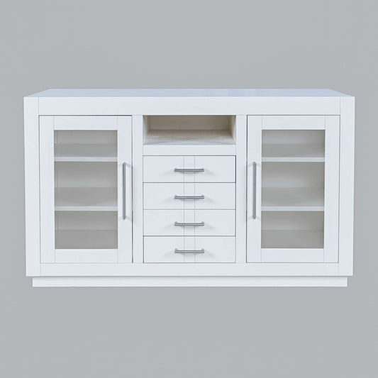 Jofran - Auburn Hills 50in Contemporary Media Console with Tempered Glass Doors, Drawers and Adjustable Shelves in White - 2497-50 view 1