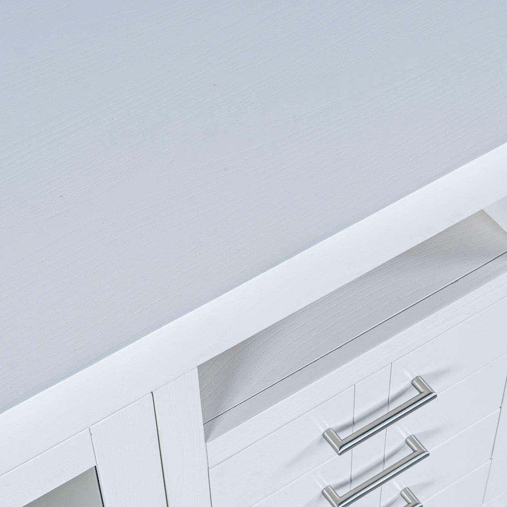 Jofran - Auburn Hills 50in Contemporary Media Console with Tempered Glass Doors, Drawers and Adjustable Shelves in White - 2497-50 view 6