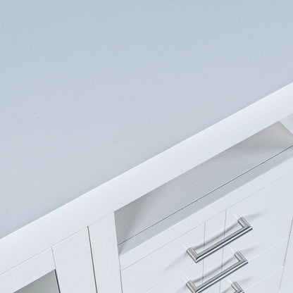 Jofran - Auburn Hills 50in Contemporary Media Console with Tempered Glass Doors, Drawers and Adjustable Shelves in White - 2497-50 view 6
