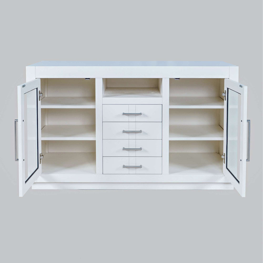 Jofran - Auburn Hills 50in Contemporary Media Console with Tempered Glass Doors, Drawers and Adjustable Shelves in White - 2497-50 view 8