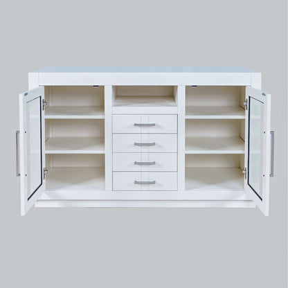 Jofran - Auburn Hills 50in Contemporary Media Console with Tempered Glass Doors, Drawers and Adjustable Shelves in White - 2497-50 view 8