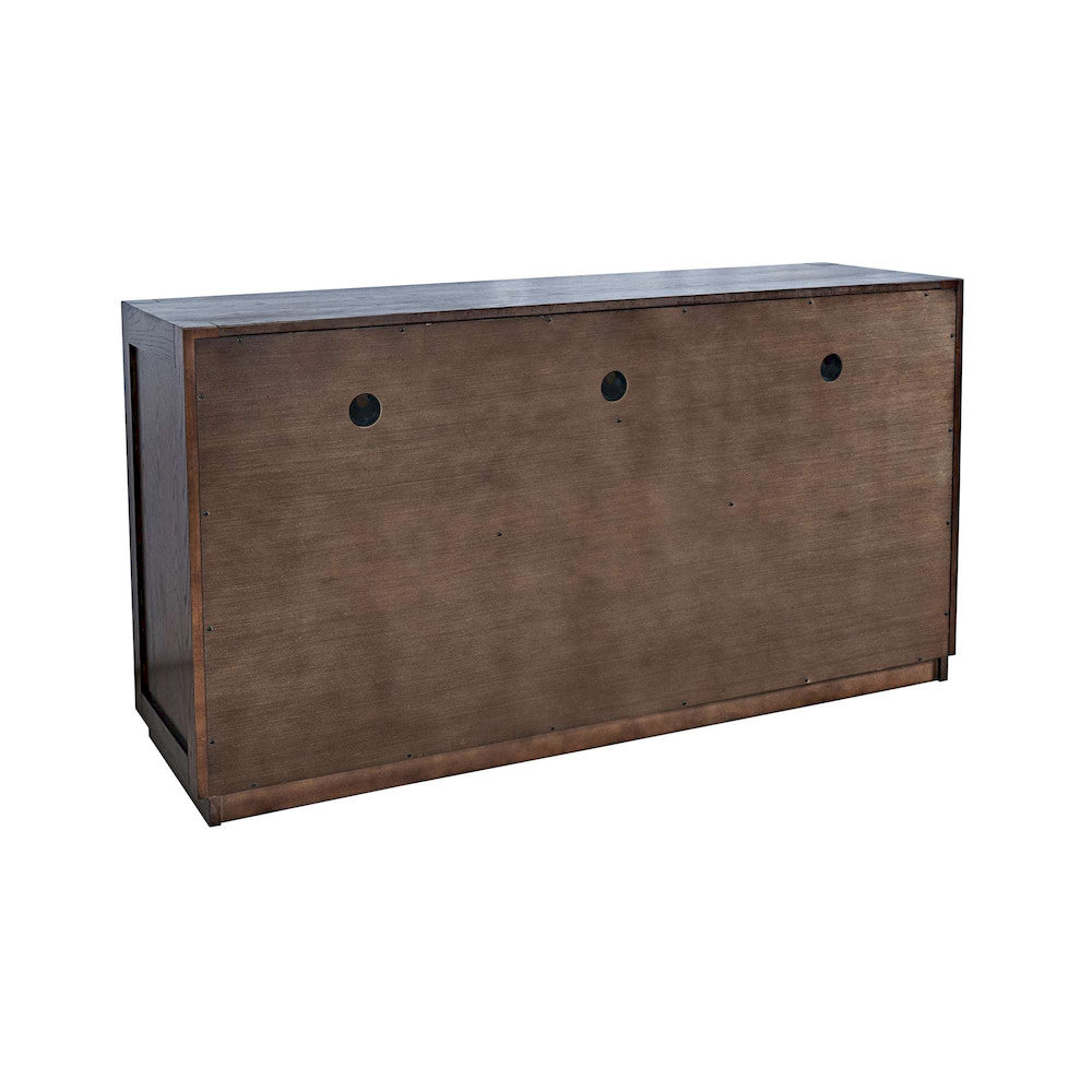 Jofran - Auburn Hills 60in Contemporary Media Console with Tempered Glass Doors, Drawers and Adjustable Shelves in Dark Oak - 2499-60 view 2