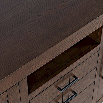 Jofran - Auburn Hills 60in Contemporary Media Console with Tempered Glass Doors, Drawers and Adjustable Shelves in Dark Oak - 2499-60 view 4