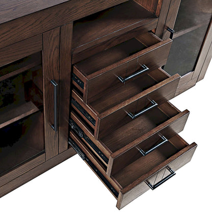 Jofran - Auburn Hills 60in Contemporary Media Console with Tempered Glass Doors, Drawers and Adjustable Shelves in Dark Oak - 2499-60 view 5