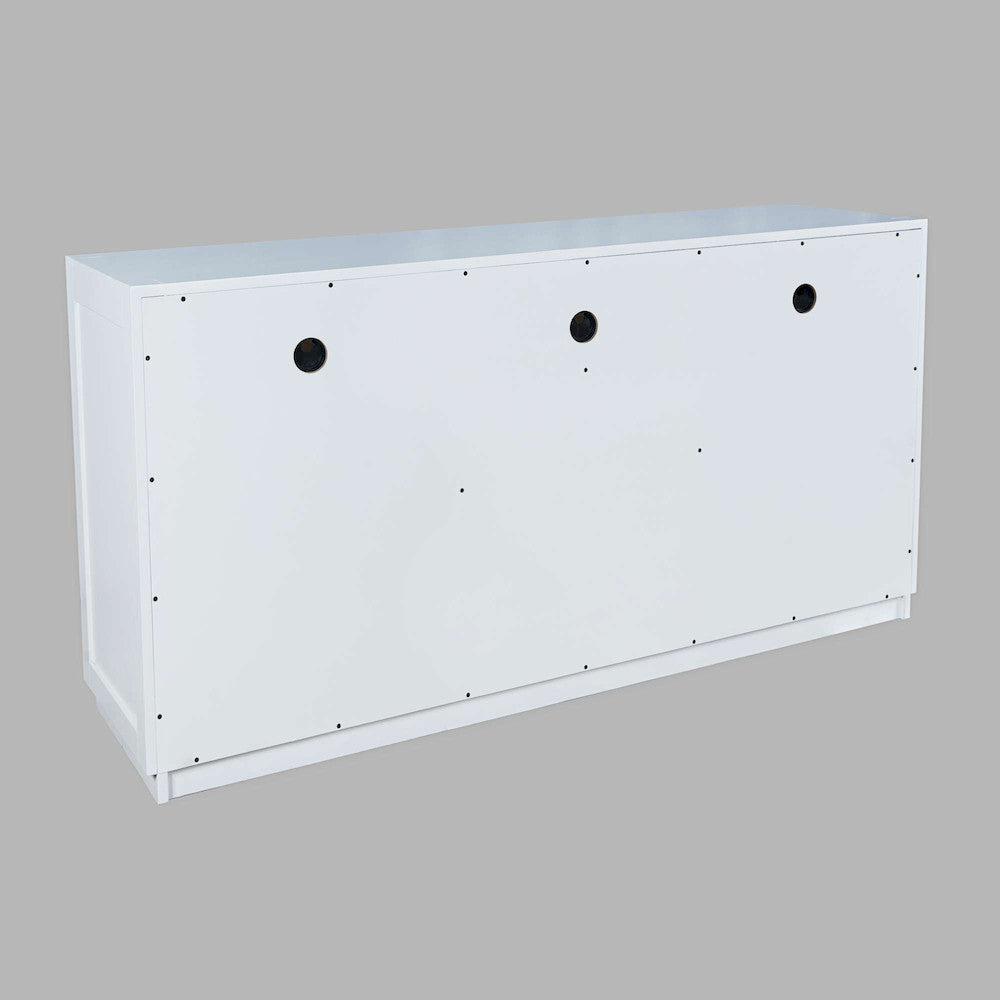Jofran - Auburn Hills 60in Contemporary Media Console with Tempered Glass Doors, Drawers and Adjustable Shelves in White - 2497-60 view 3