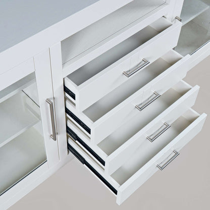 Jofran - Auburn Hills 60in Contemporary Media Console with Tempered Glass Doors, Drawers and Adjustable Shelves in White - 2497-60 view 5