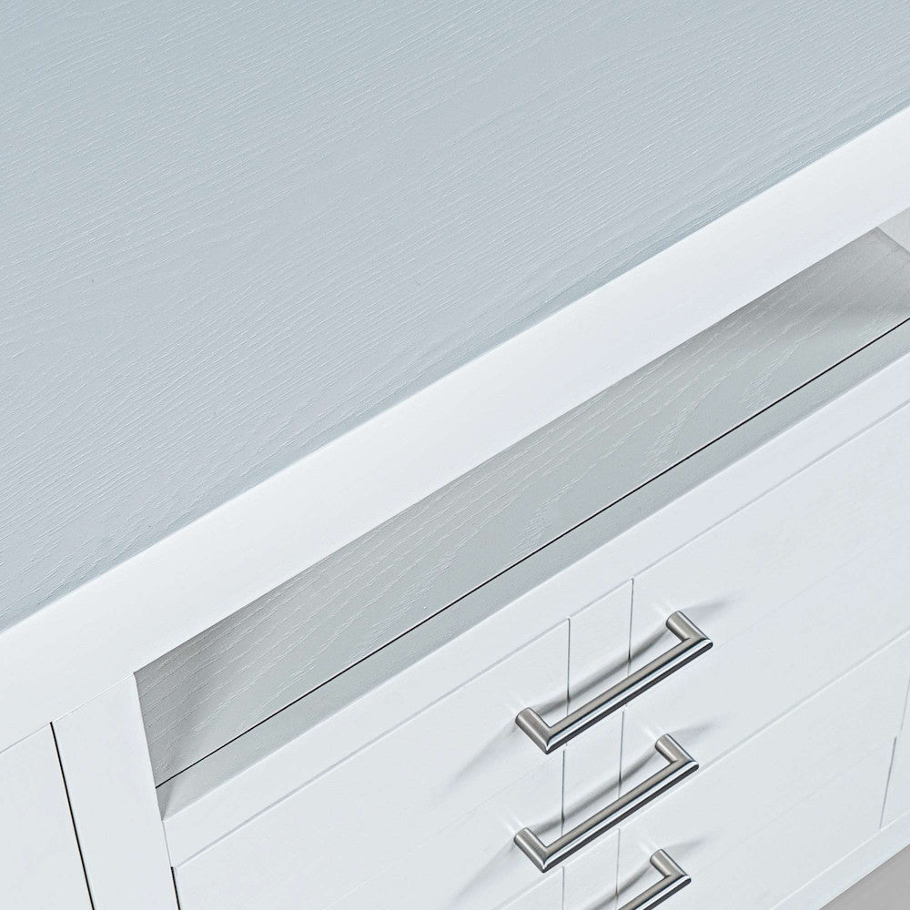 Jofran - Auburn Hills 60in Contemporary Media Console with Tempered Glass Doors, Drawers and Adjustable Shelves in White - 2497-60 view 7