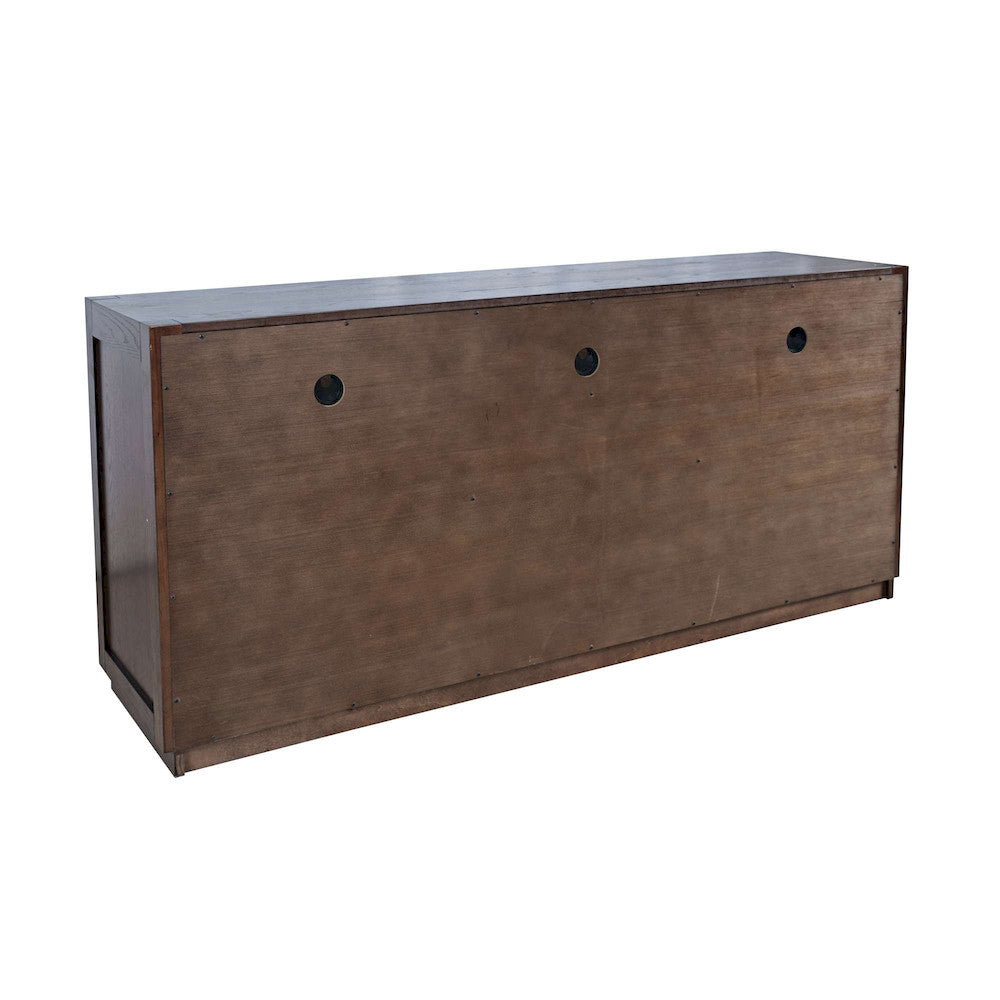 Jofran - Auburn Hills 70in Contemporary Media Console with Tempered Glass Doors, Drawers and Adjustable Shelves in Dark Oak - 2499-70 view 3