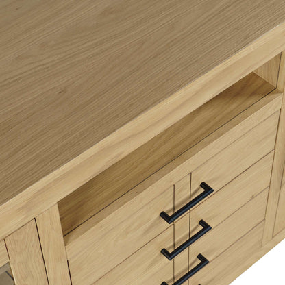 Jofran - Auburn Hills 70in Contemporary Media Console with Tempered Glass Doors, Drawers and Adjustable Shelves in Light Oak - 2498-70 view 7